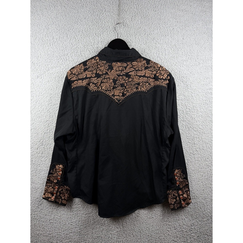 Scully Women's 2XL Floral Embroidered Western Black Shirt - PL-654 - Picture 8 of 9